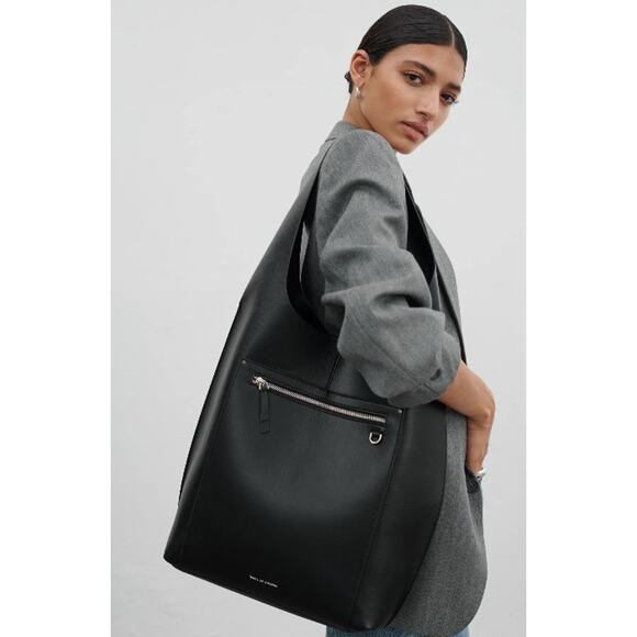 Ideal of Sweden Frankie Boho Shoulder Bag - Smooth Black Vegan Leather - NWT - Picture 7 of 8